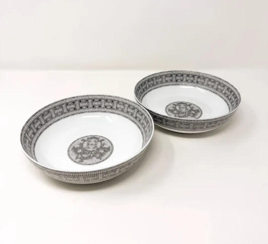 Hermès Mosaique au 24 Platinum Hollow Dish Pair – Set of 2| 4 Sets Available