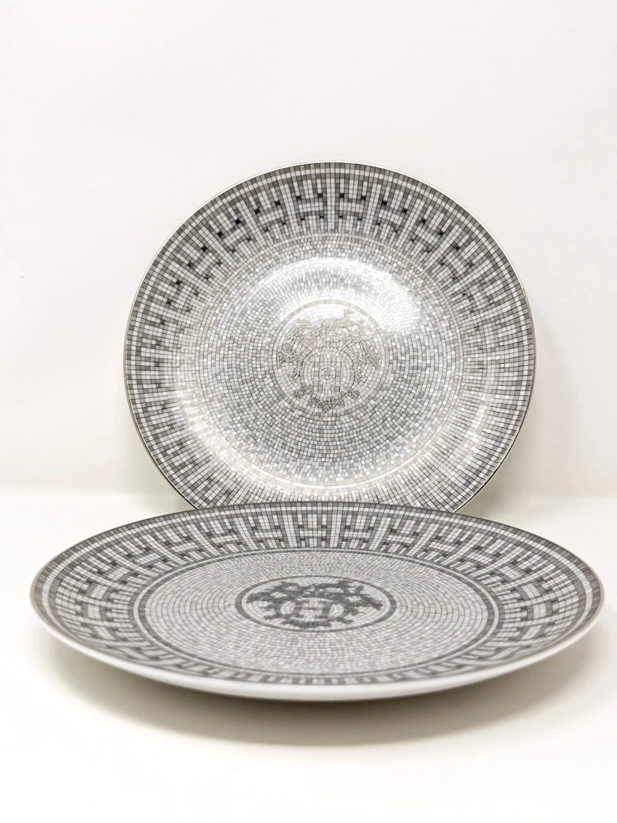 Hermès Mosaïque au 24 Platinum dessert plates 21 cm set of 2