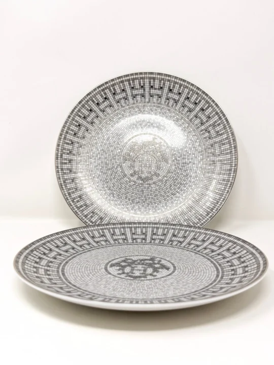 Hermès Mosaïque au 24 Platinum Dessert Plates – Set of 2| 3 Sets Available