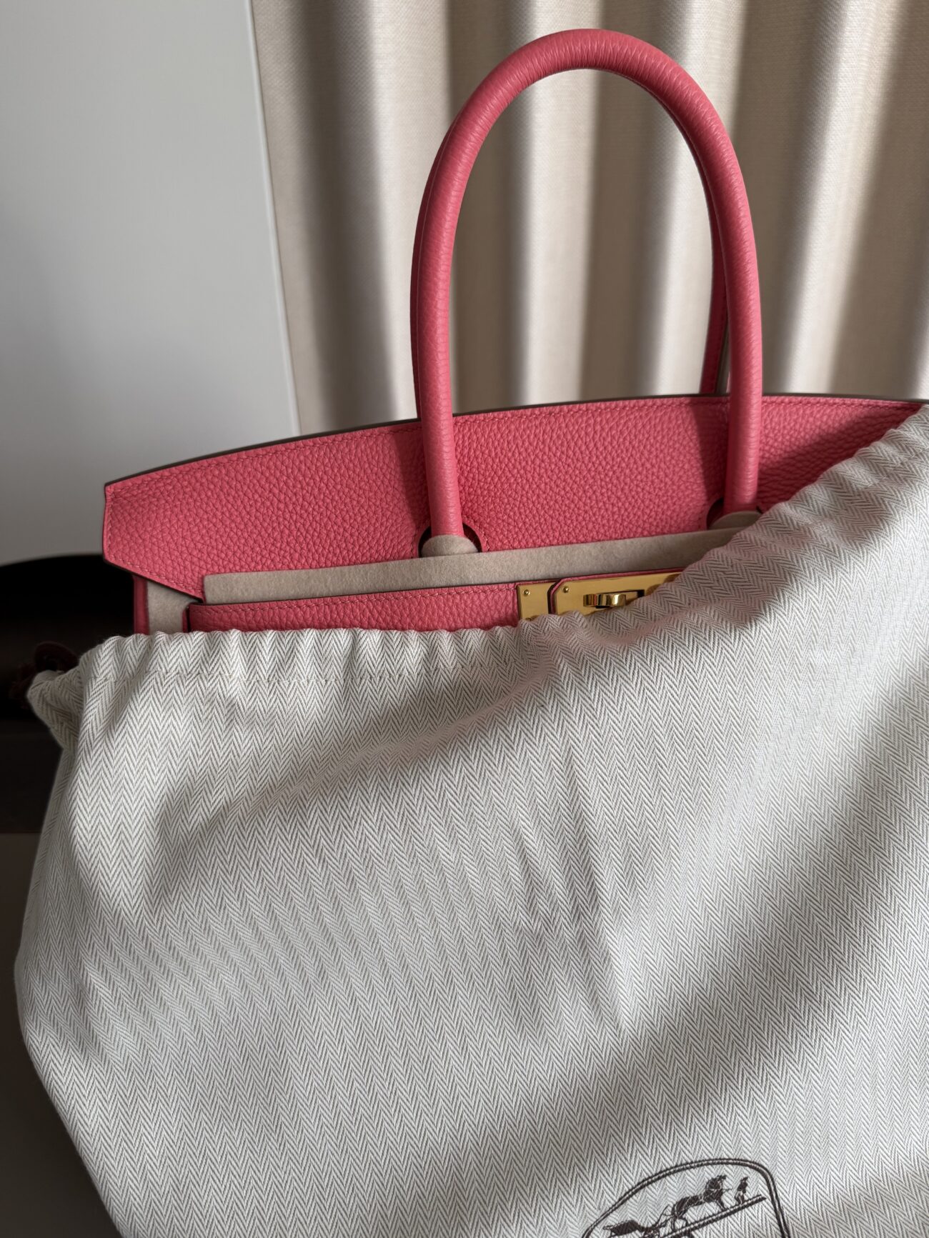 Hermès Birkin 35 cm Rose Asalee dustbag view