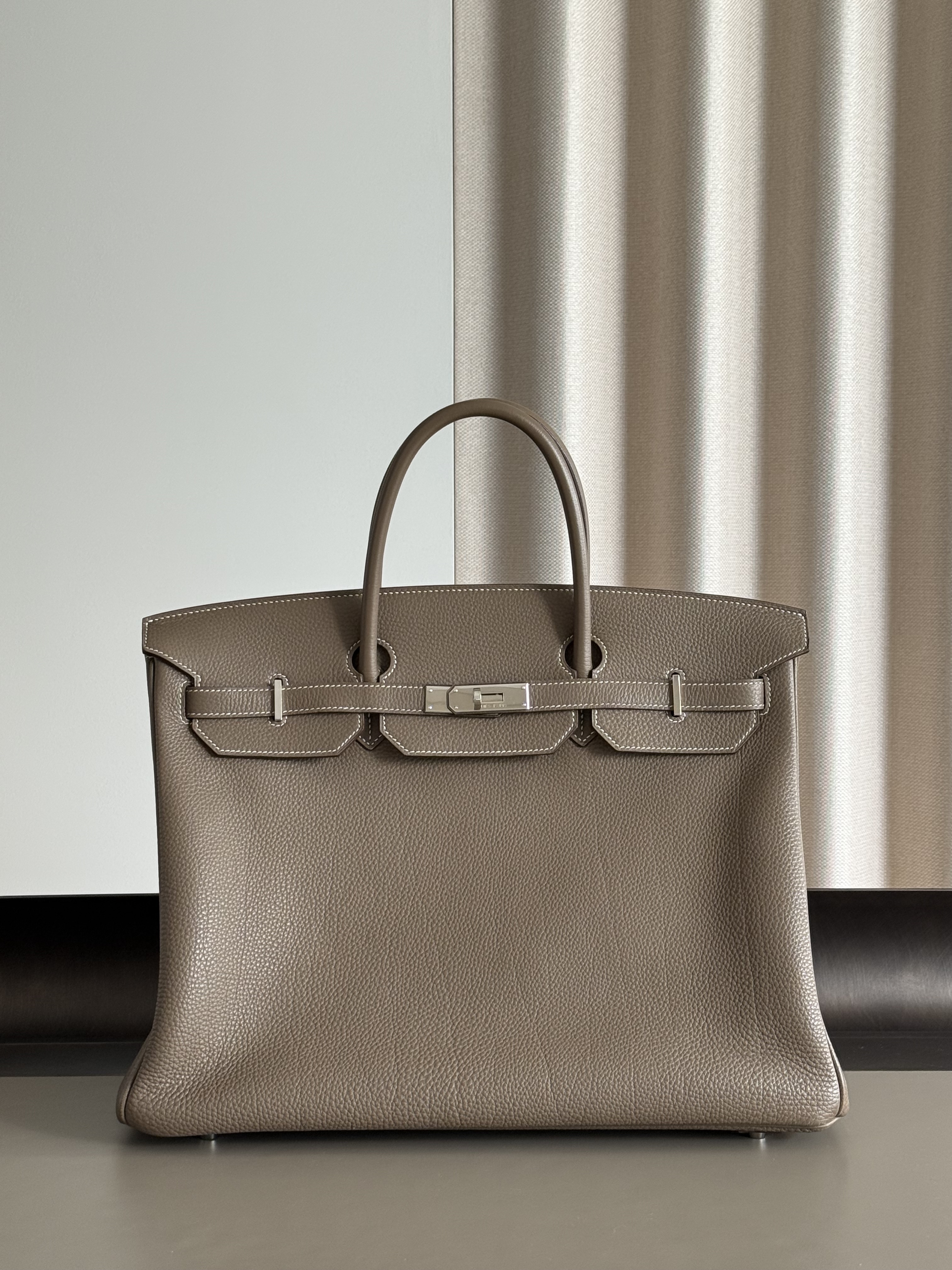Hermès Birkin 40 Etoupe Togo leather palladium hardware — Hermès handbags