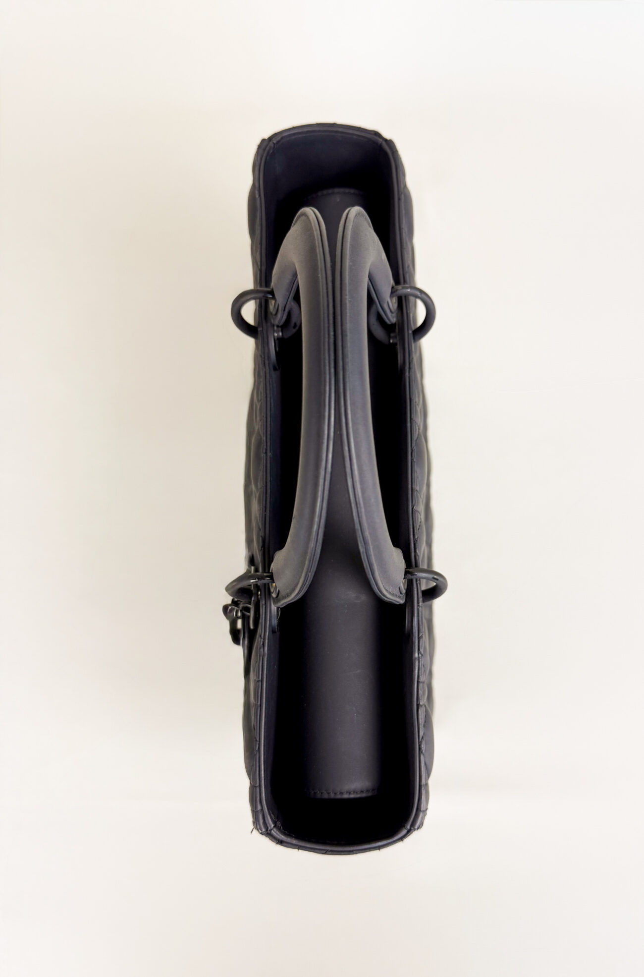 Lady Dior large ultra matte black top view