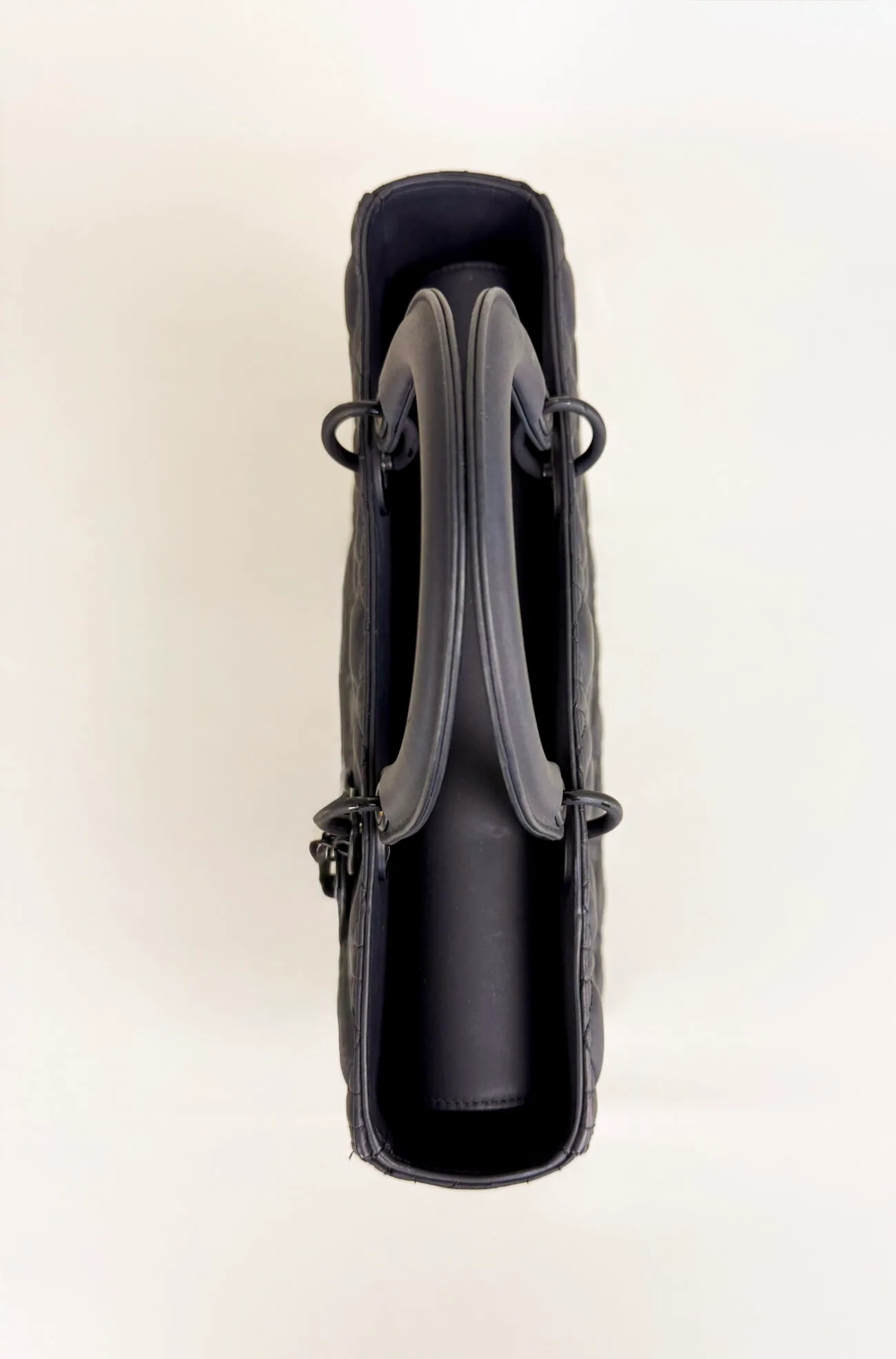 Lady Dior large ultra matte black top view