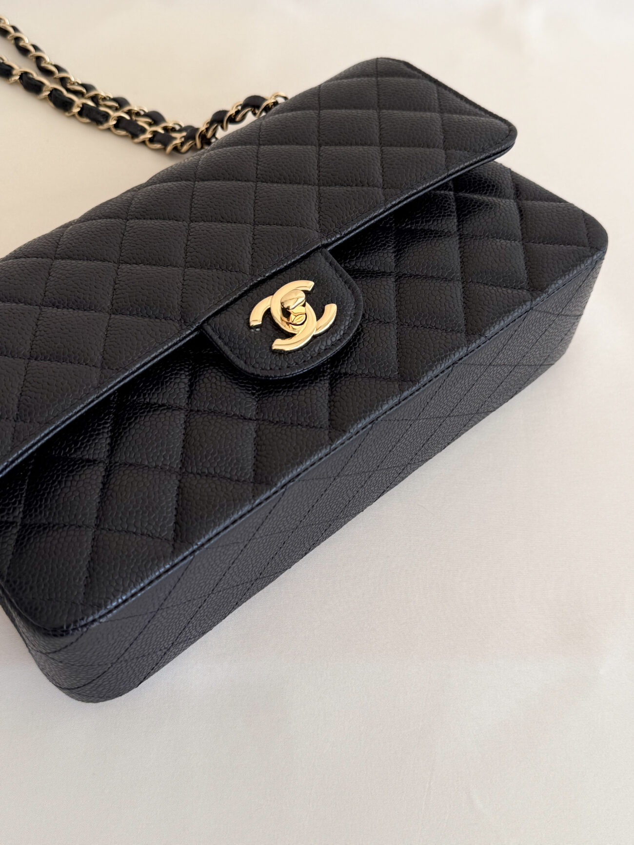 Chanel Classic Flap Medium burgundy leather bottom view