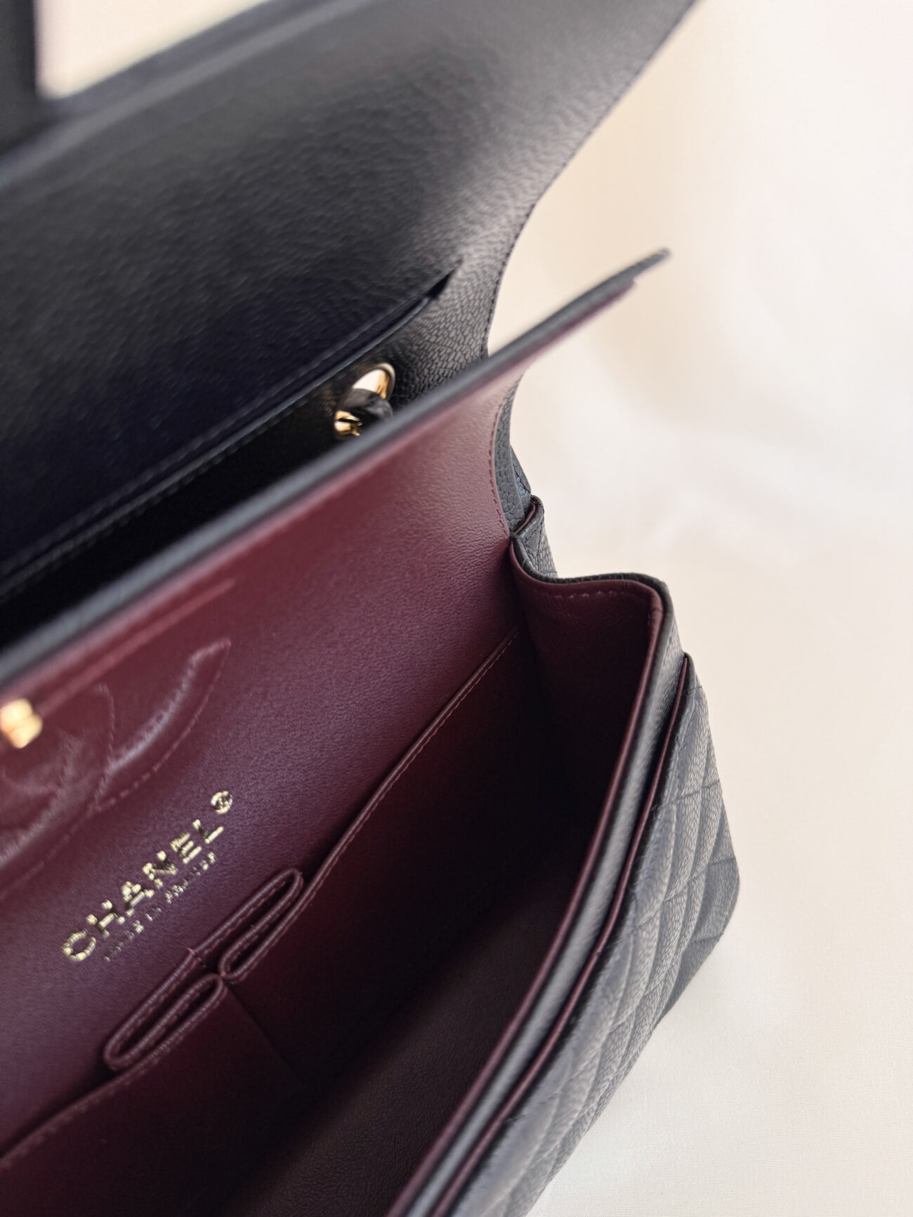 Chanel Classic Flap Medium burgundy leather interior double flap