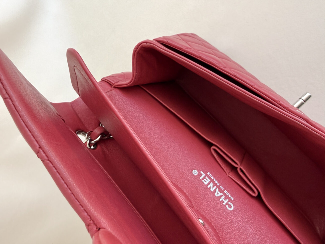 Chanel classic flap medium interior double flap compartments