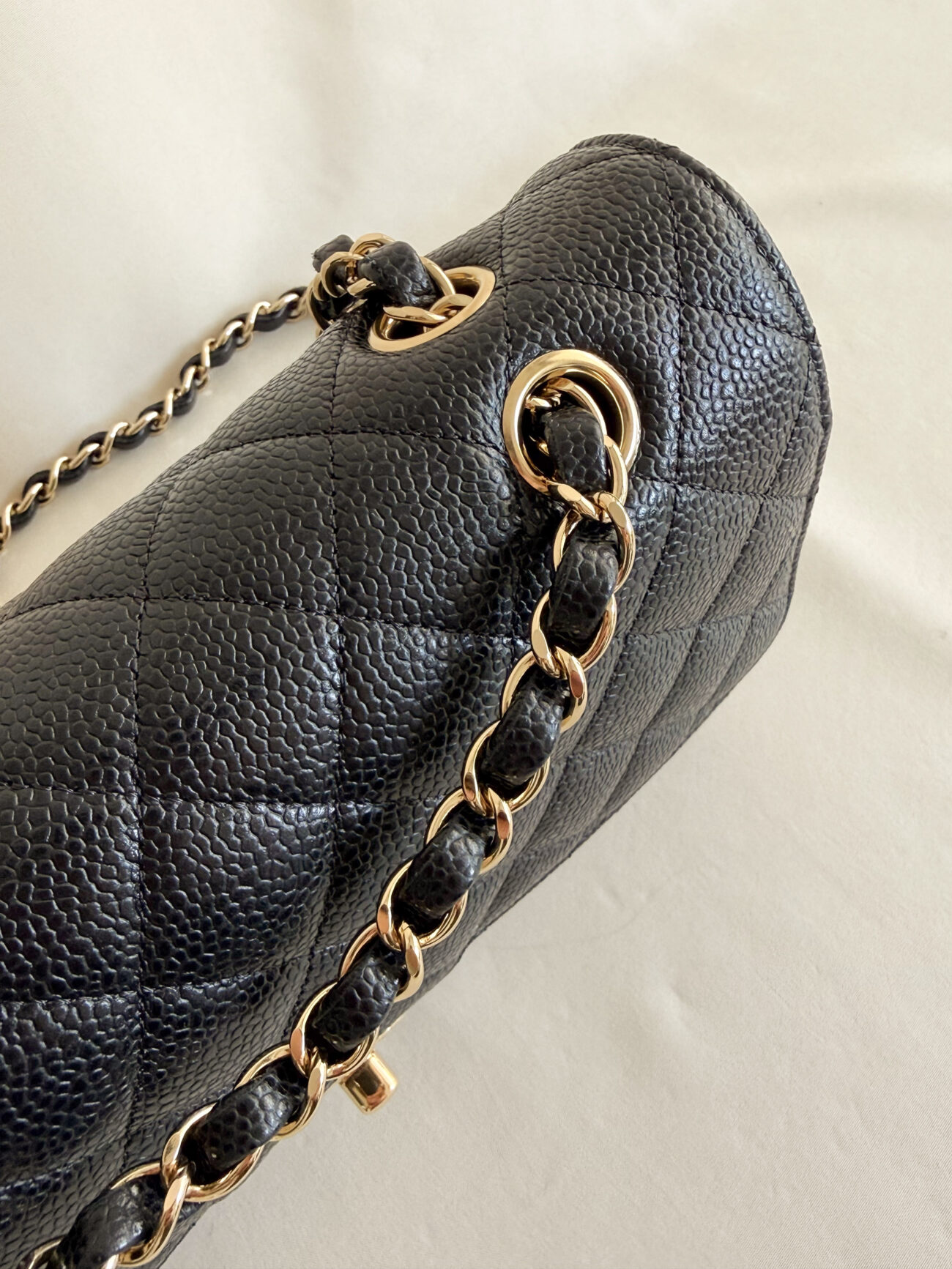 Chanel Classic Flap Medium chain strap leather interwoven detail