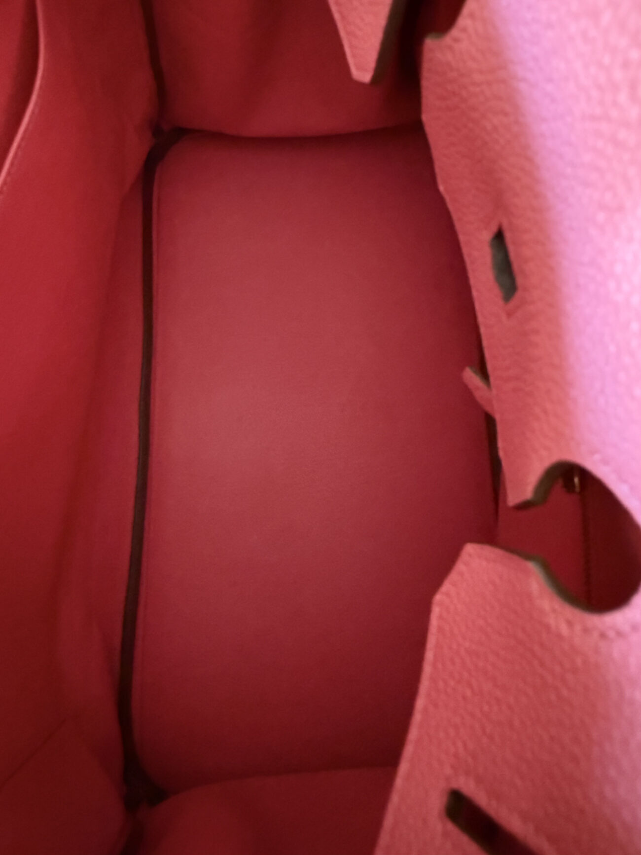 Hermès Birkin 35 Rose Azalée Togo leather gold inside view
