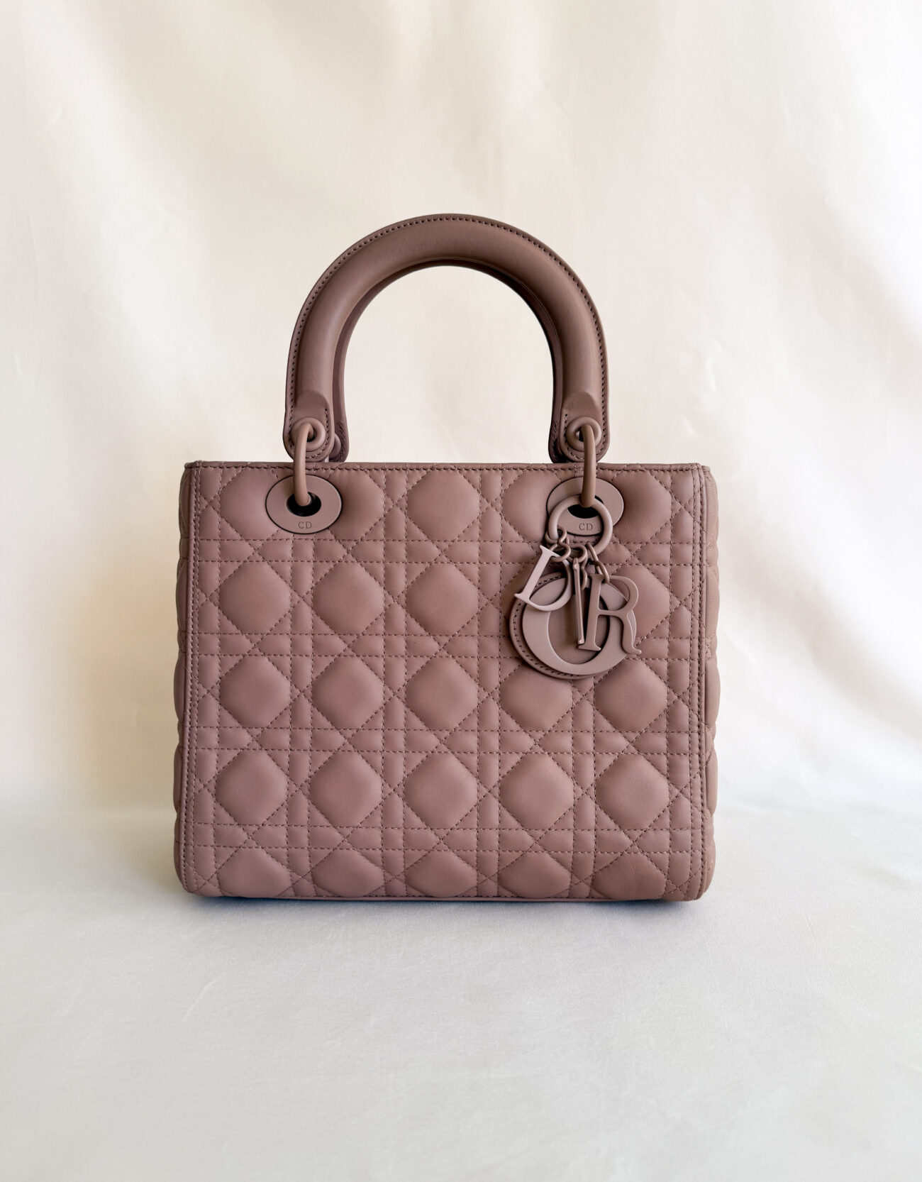 Lady Dior Medium Ultra Mate Cipria bag front silhouette detail