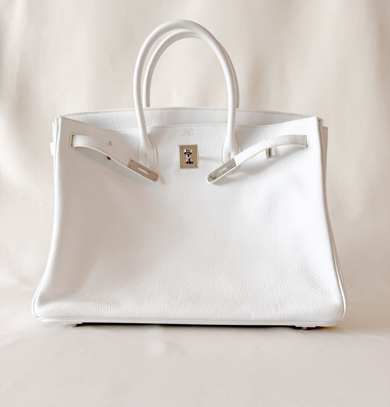 Hermès Birkin 40 white togo palladium hardware open showed structure detail