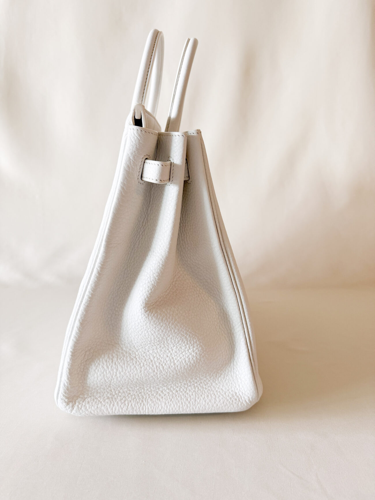 Hermès Birkin 40 white togo palladium hardware side profile detail