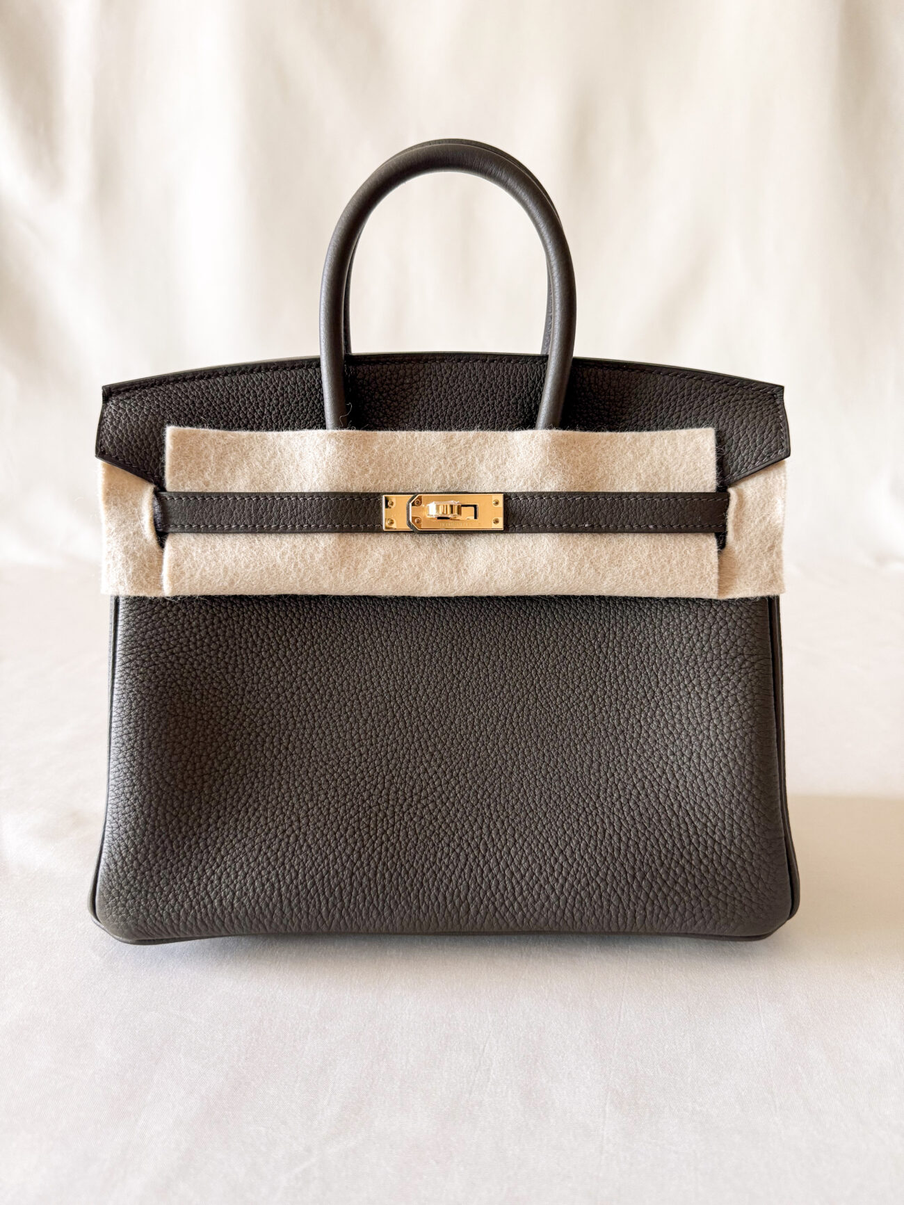 Hermès Birkin 25 Eukaliptus leather with gold hardware front structure