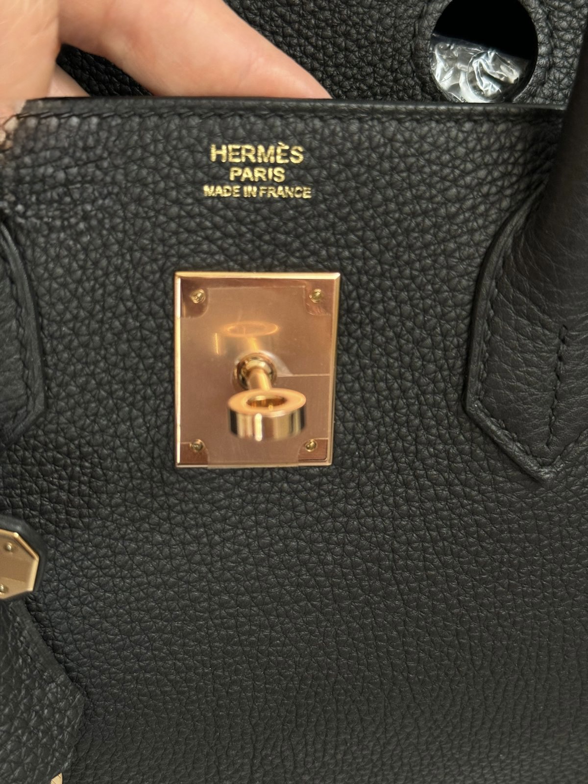Hermès Gold front stamp used alongside rose gold hardware
