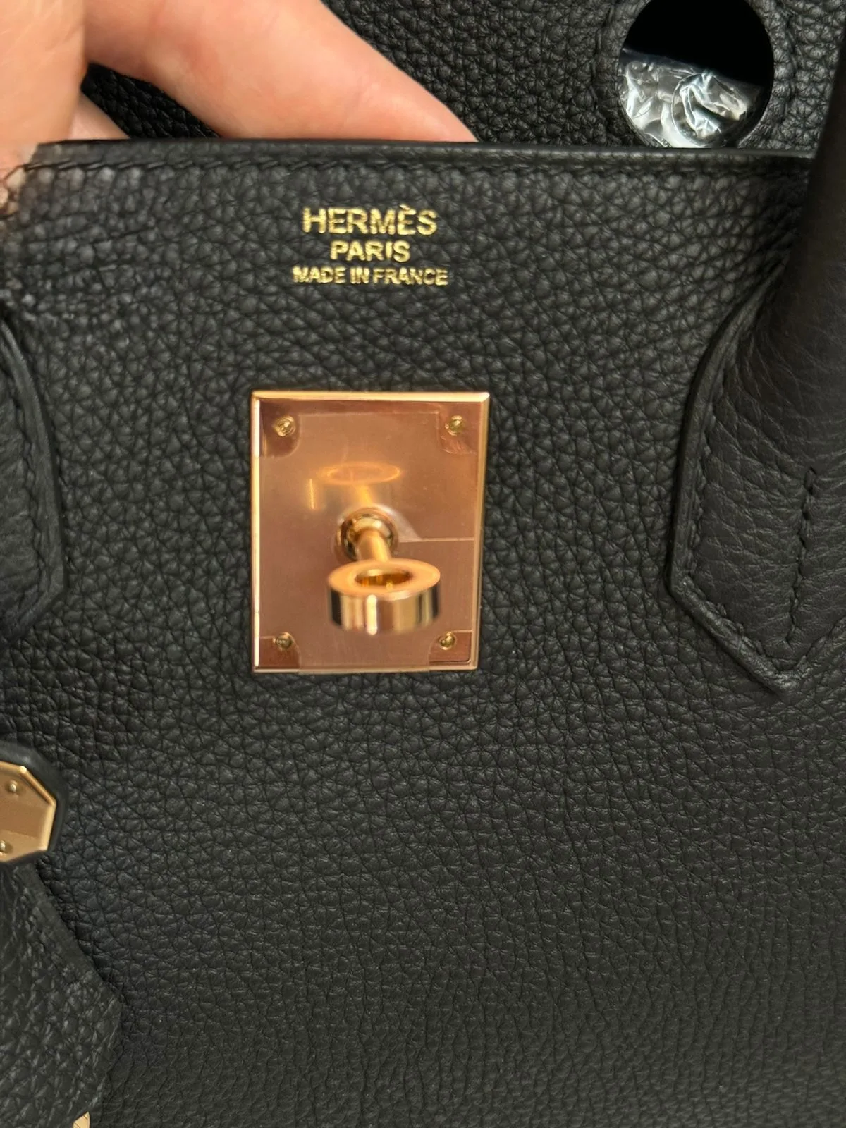 Hermès Gold front stamp used alongside rose gold hardware