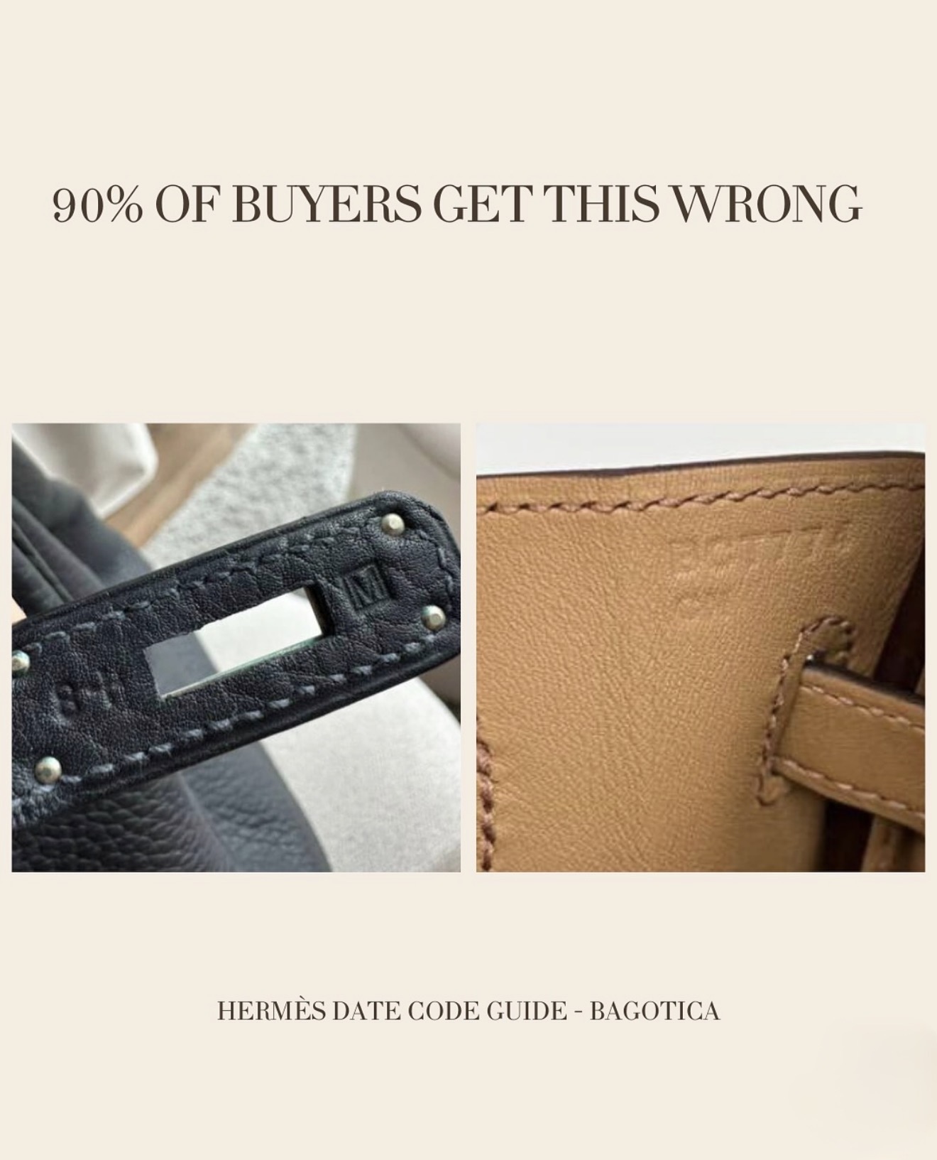 Hermès blind stamp comparation before and after 2017