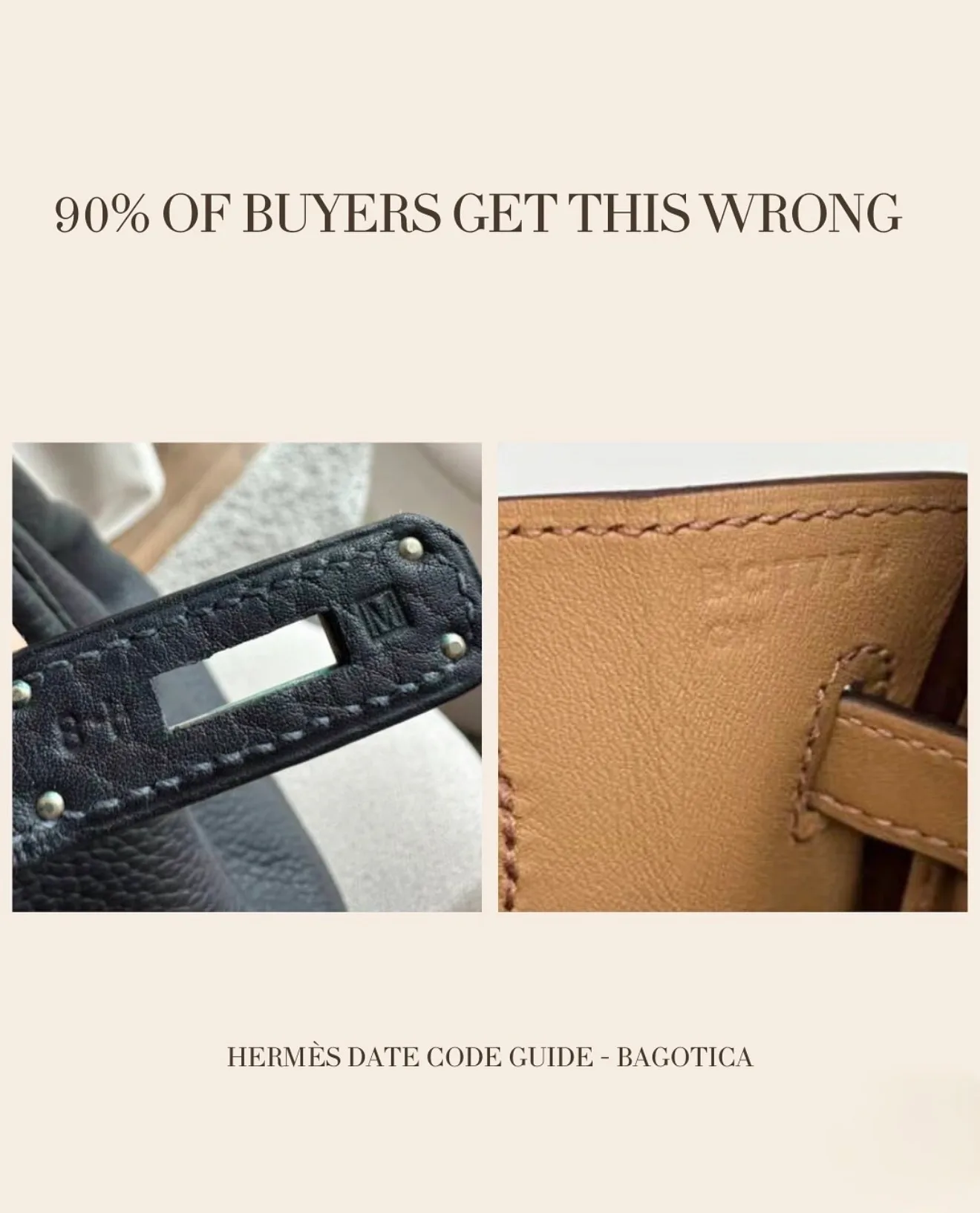 Hermès blind stamp comparation before and after 2017