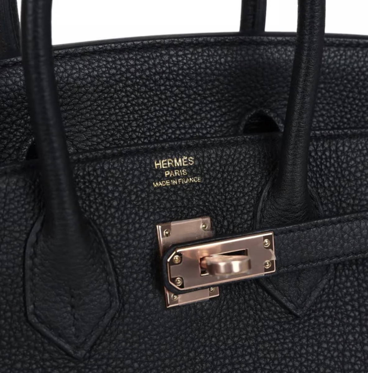 Collector example of rose gold hardware paired with a traditional gold Hermès stamp