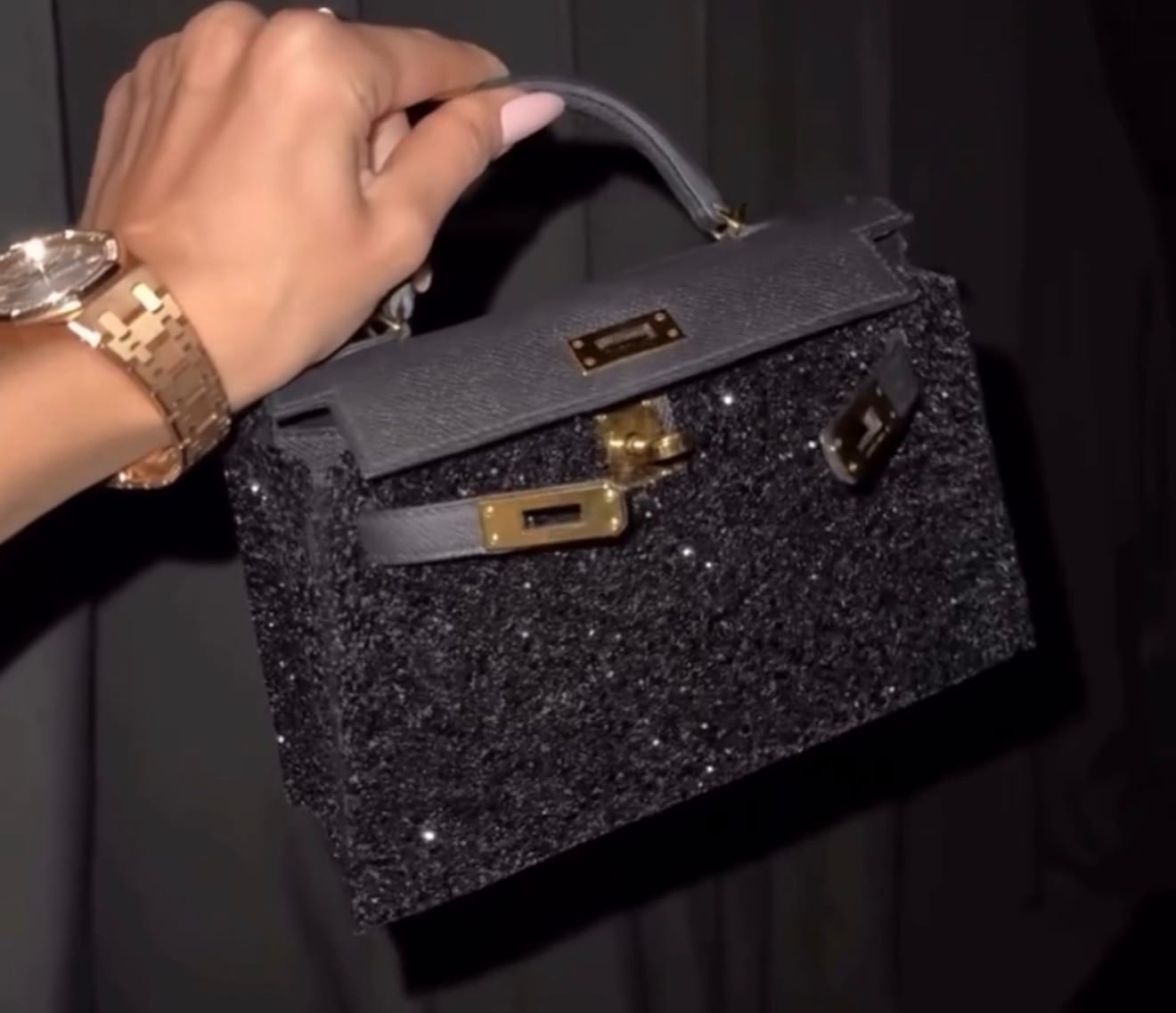 Hermès Kelly bag with crystal bag skirt accessory