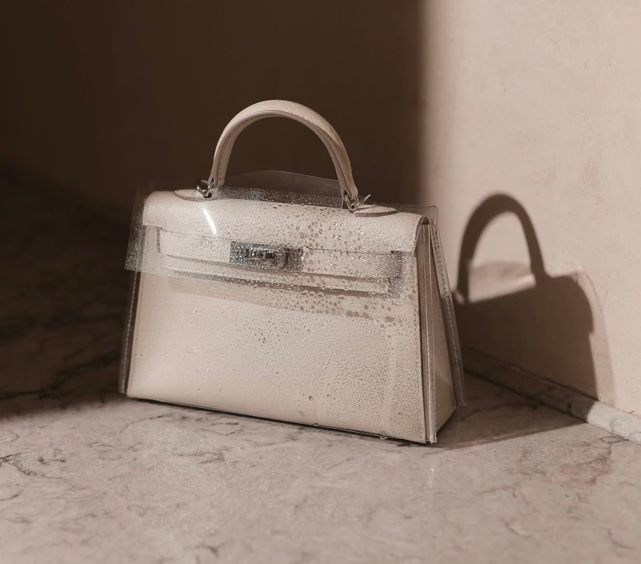 Transparent design rain cover for Hermès Kelly bag