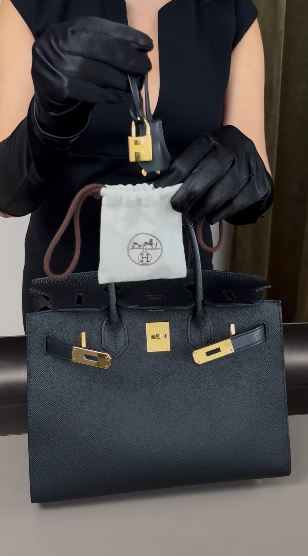 Hermès Birkin with lock and key stored separately to protect hardware during storage