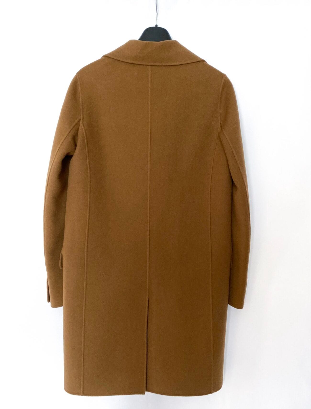 Back view of Christian Dior camel double-breasted cashmere coat