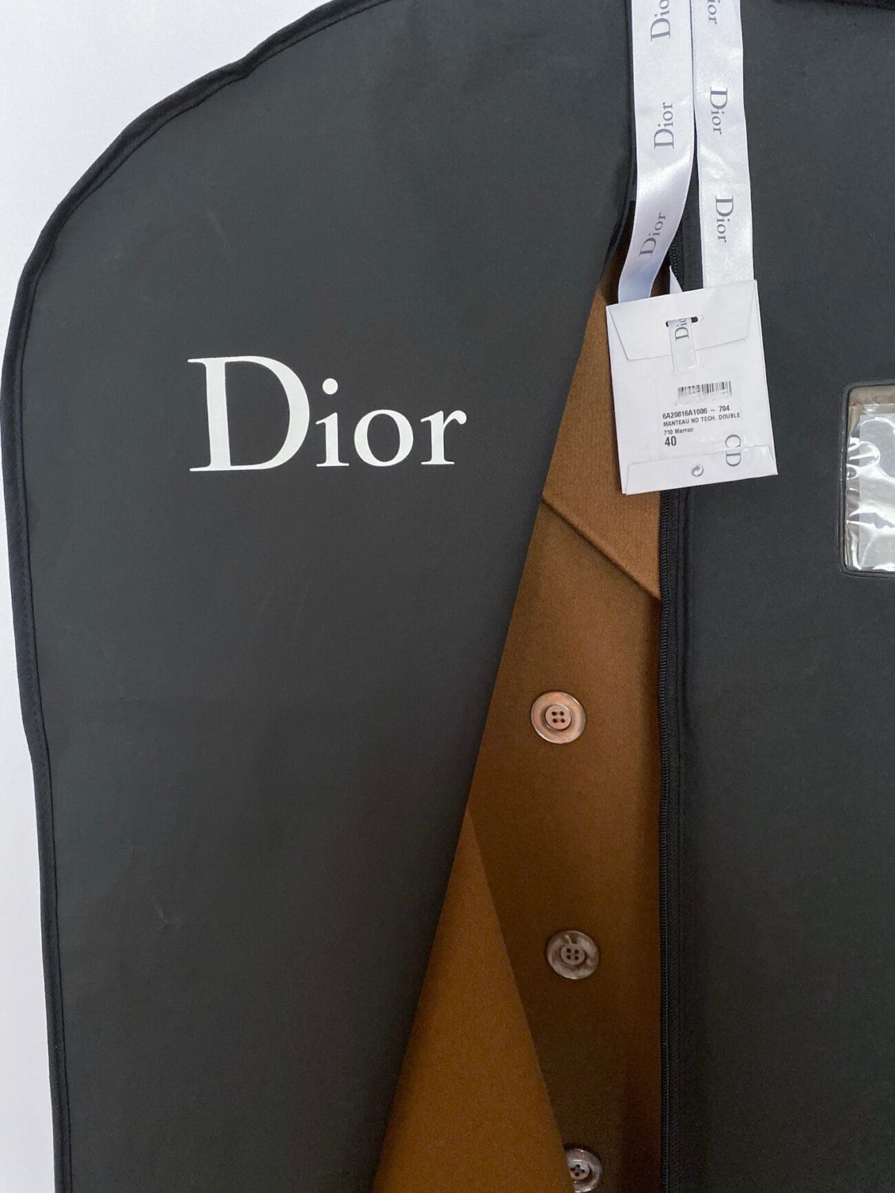 Christian Dior camel cashmere coat with original Dior garment cover