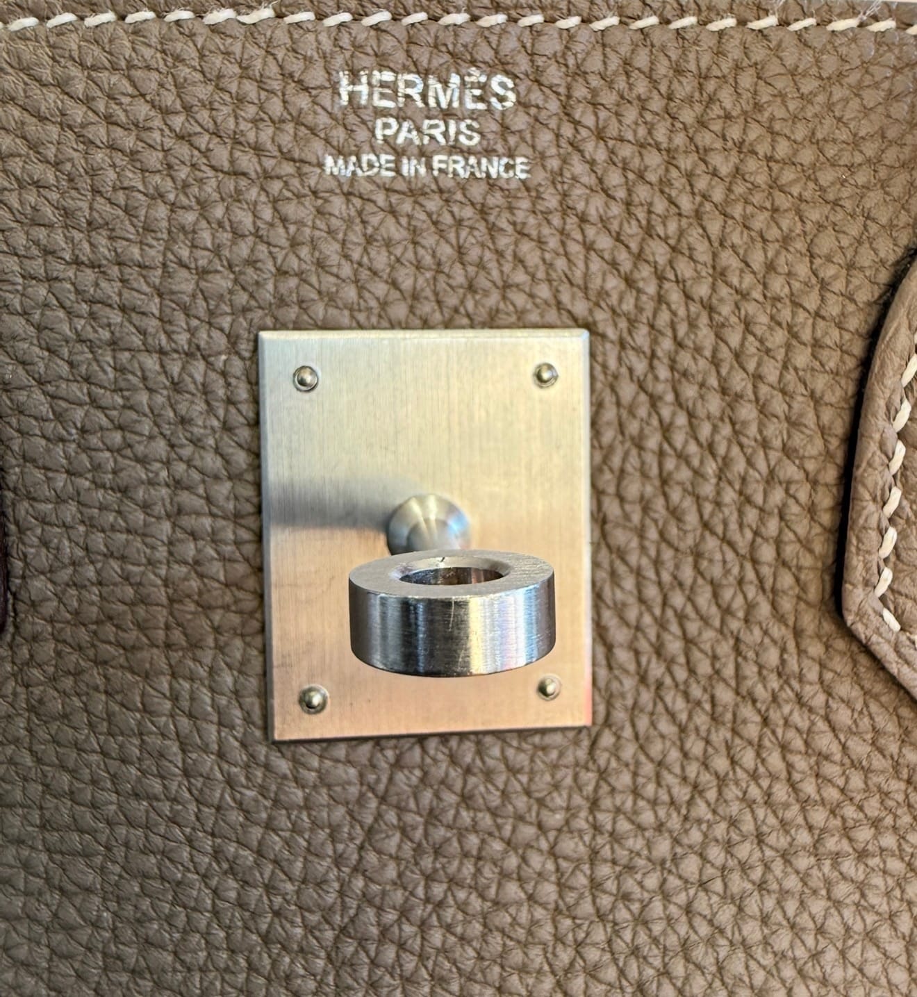 Hermès Brushed Palladium (BPHW) turn-lock closure