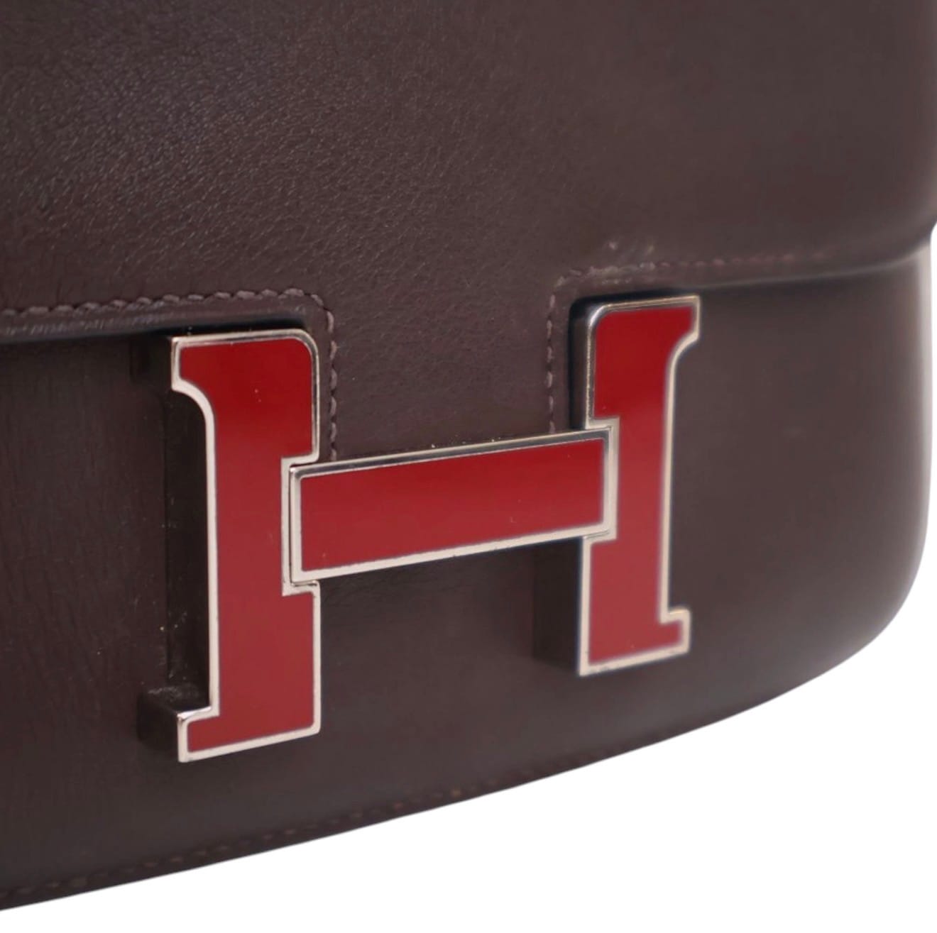 Close-up of Hermès red lacquered hardware