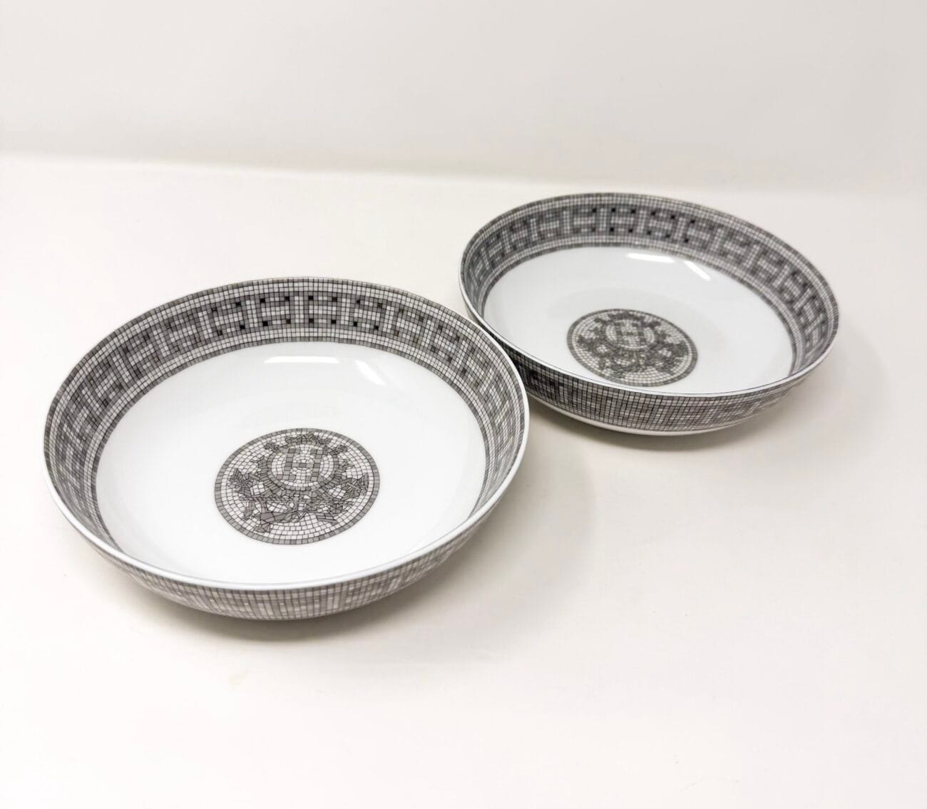 Hermès Mosaique au 24 Platinum Hollow Dish 17 cm – Pair