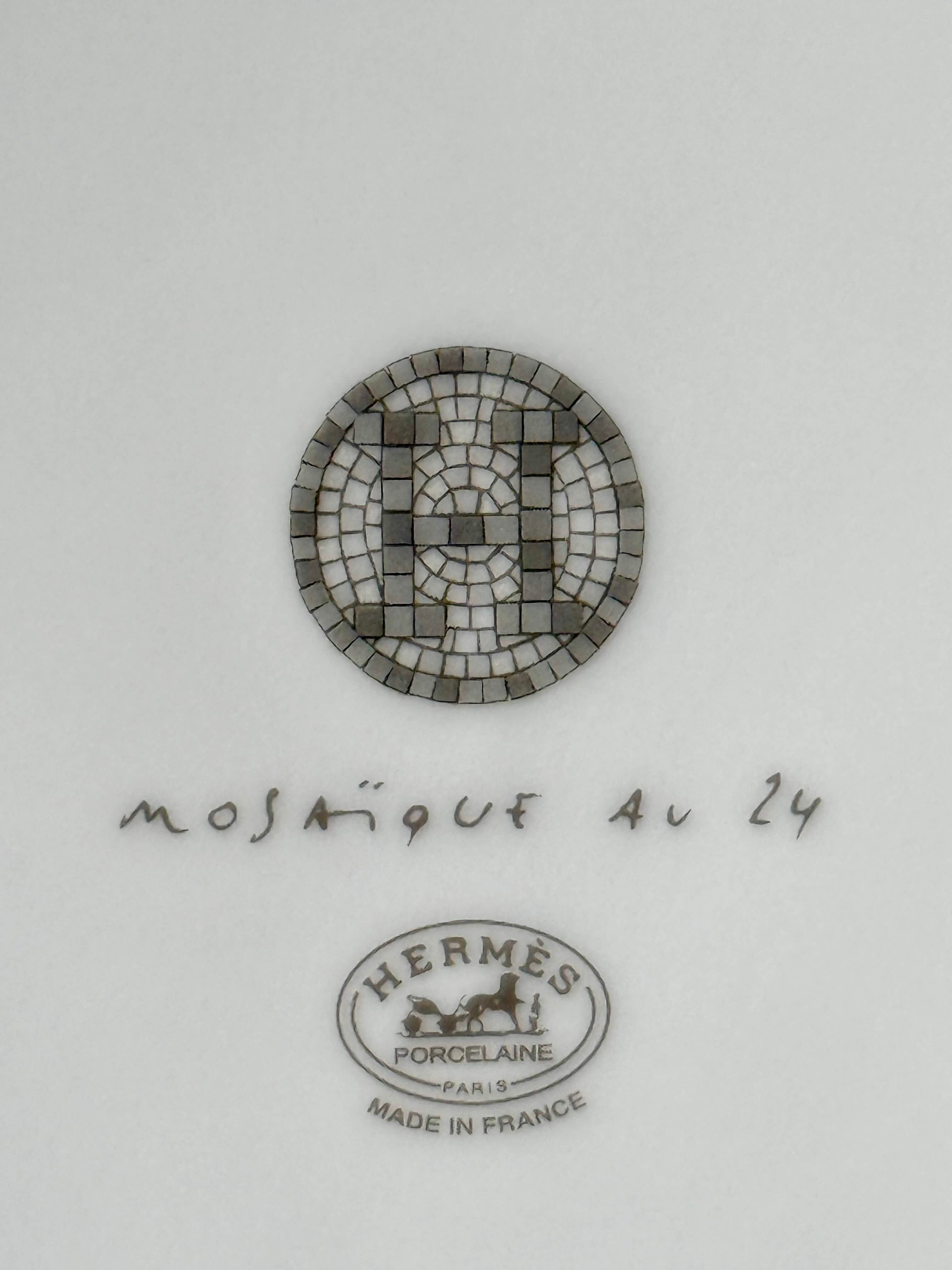 Authentic Hermès Mosaique au 24 Platinum logo and Hermès Porcelaine Paris Made in France backstamp