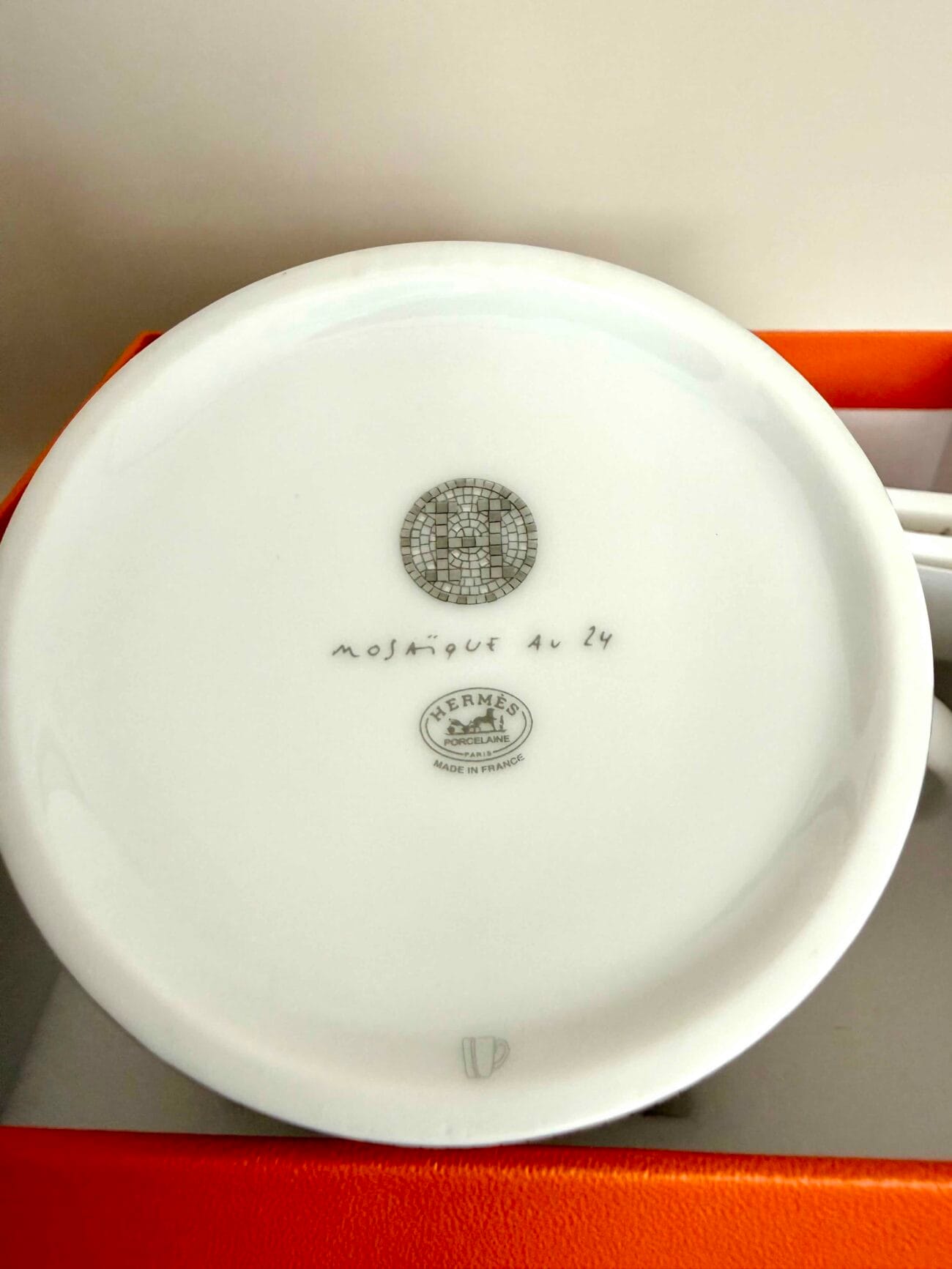 Hermès Mosaique au 24 Platinum Mug bottom stamp and porcelain markings