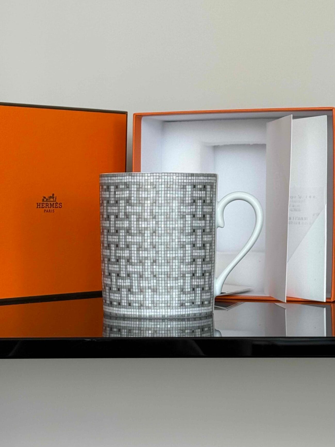 Hermès Mosaique Platinum Mug- Full Set With Invoice