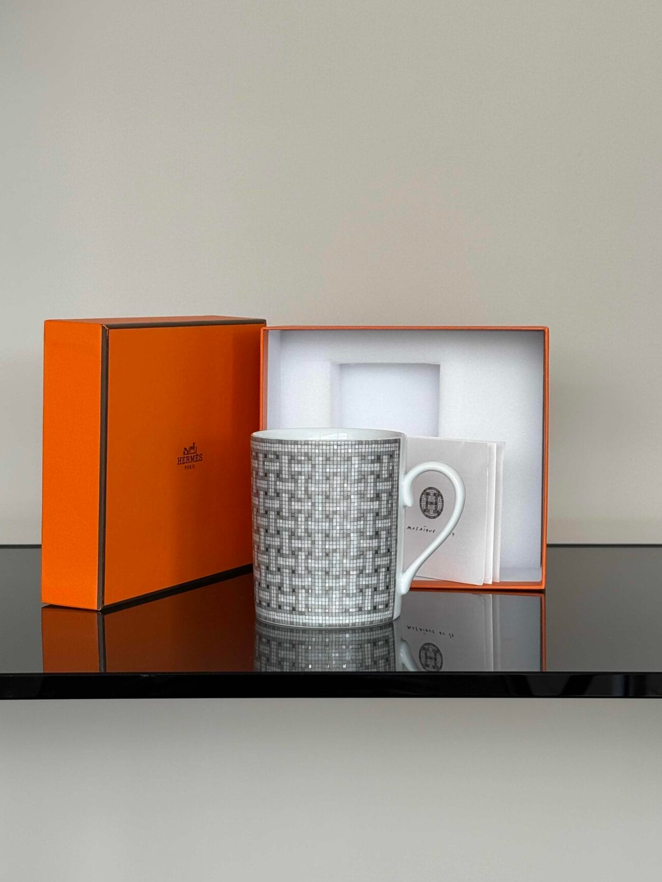 Hermès Mosaique Platinum Mug-New in Box