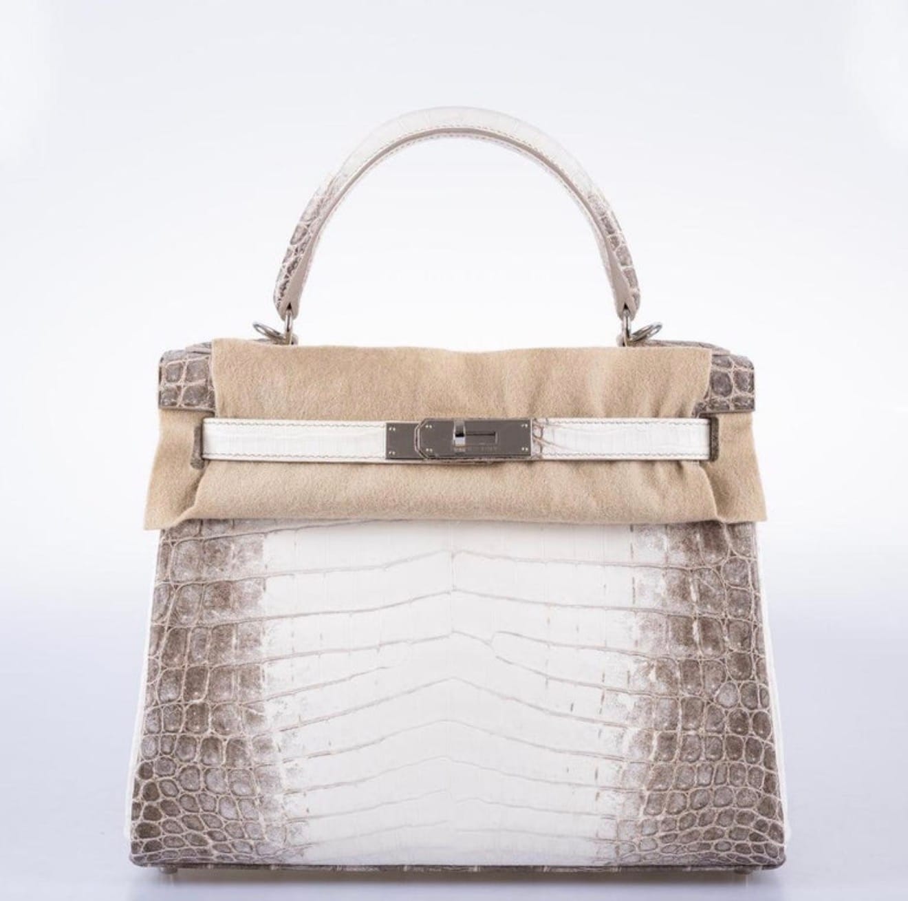 Hermès Kelly Himalaya bag in Niloticus crocodile leather with natural white and grey gradient
