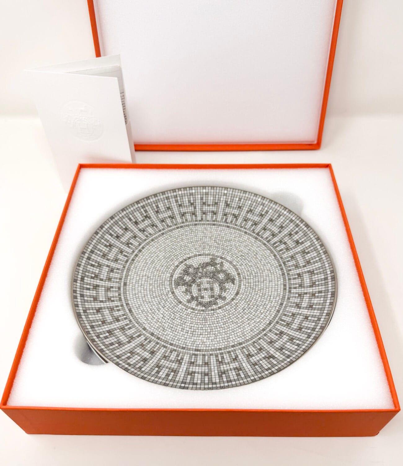 Hermès Mosaïque au 24 Platinum dessert plates original invoice