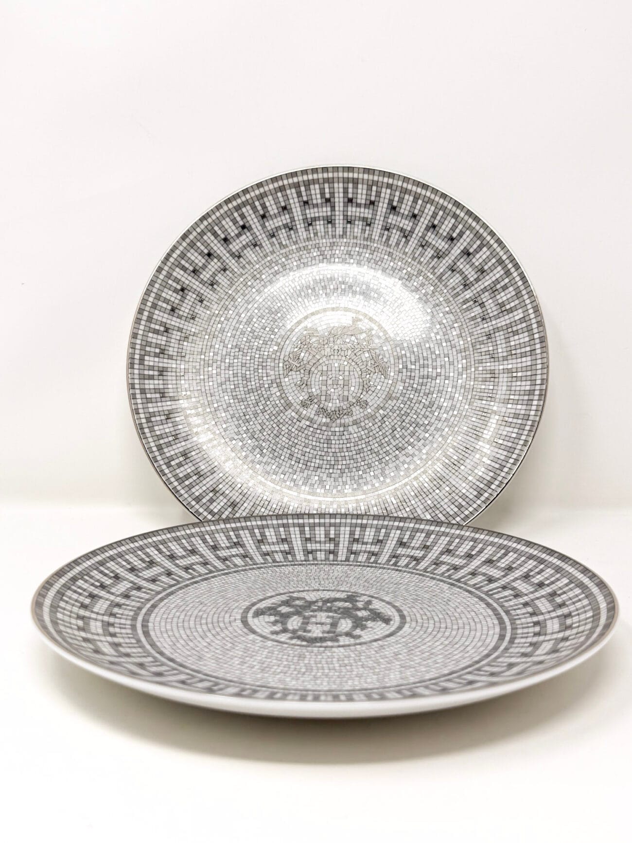 Hermès Mosaïque au 24 Platinum Dessert Plates – Set of 2| 3 Sets Available