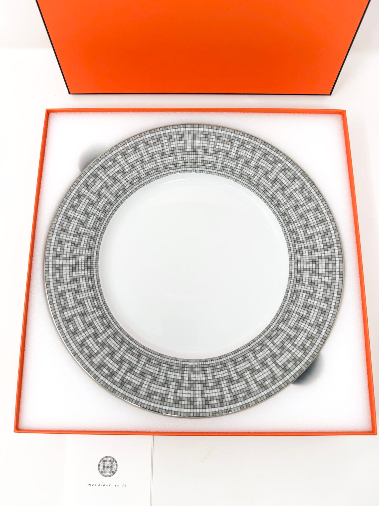 Hermès Mosaïque au 24 Platinum dinner plate in original box