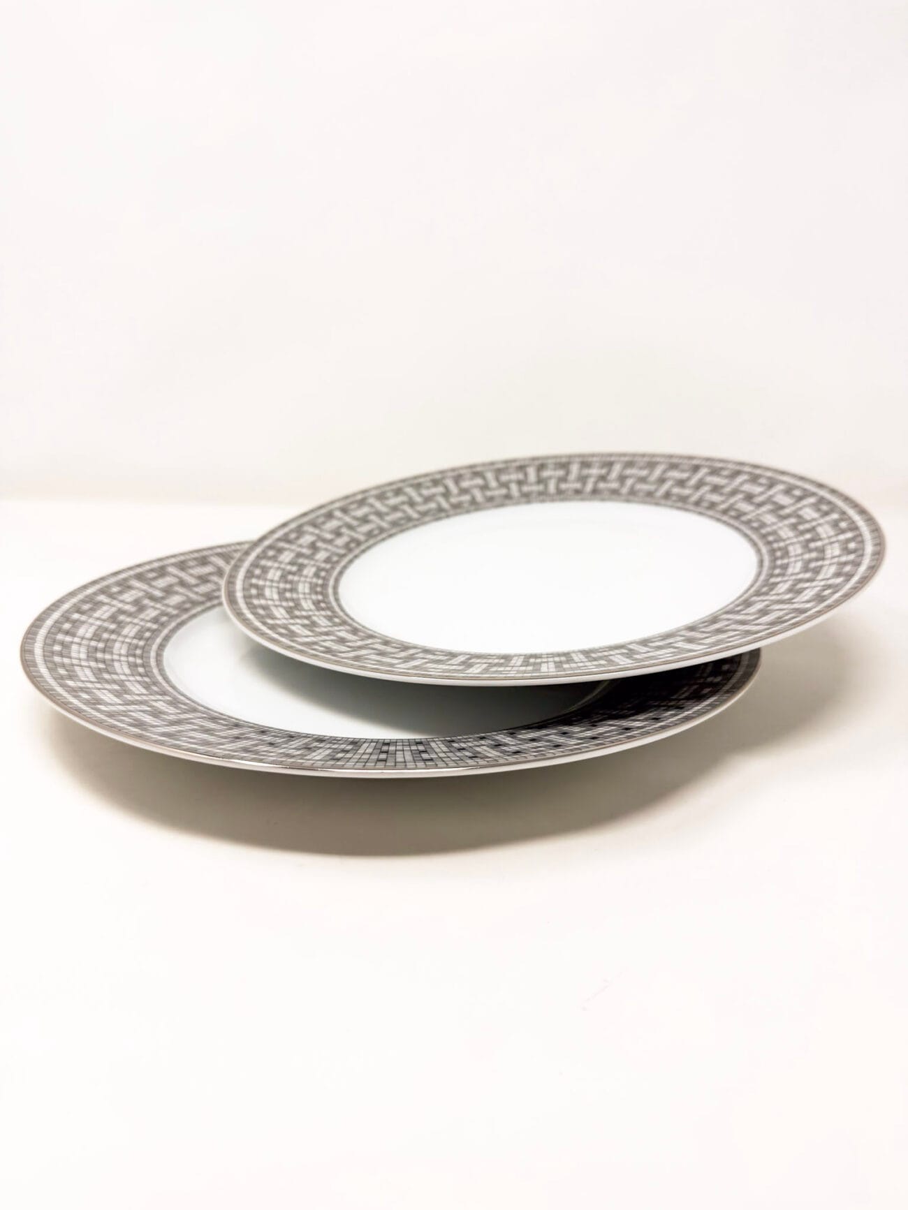 Hermès Mosaïque au 24 Platinum dinner plates side view
