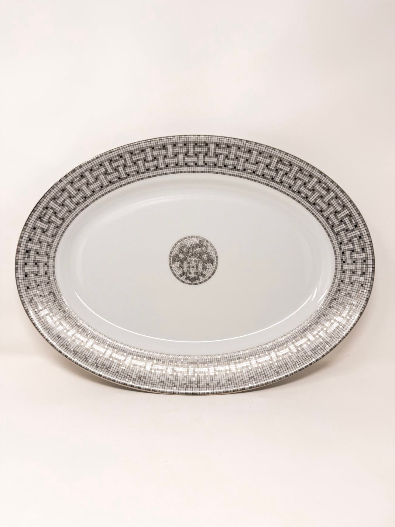 Hermès Mosaïque au 24 Platinum Oval Platter 42 cm