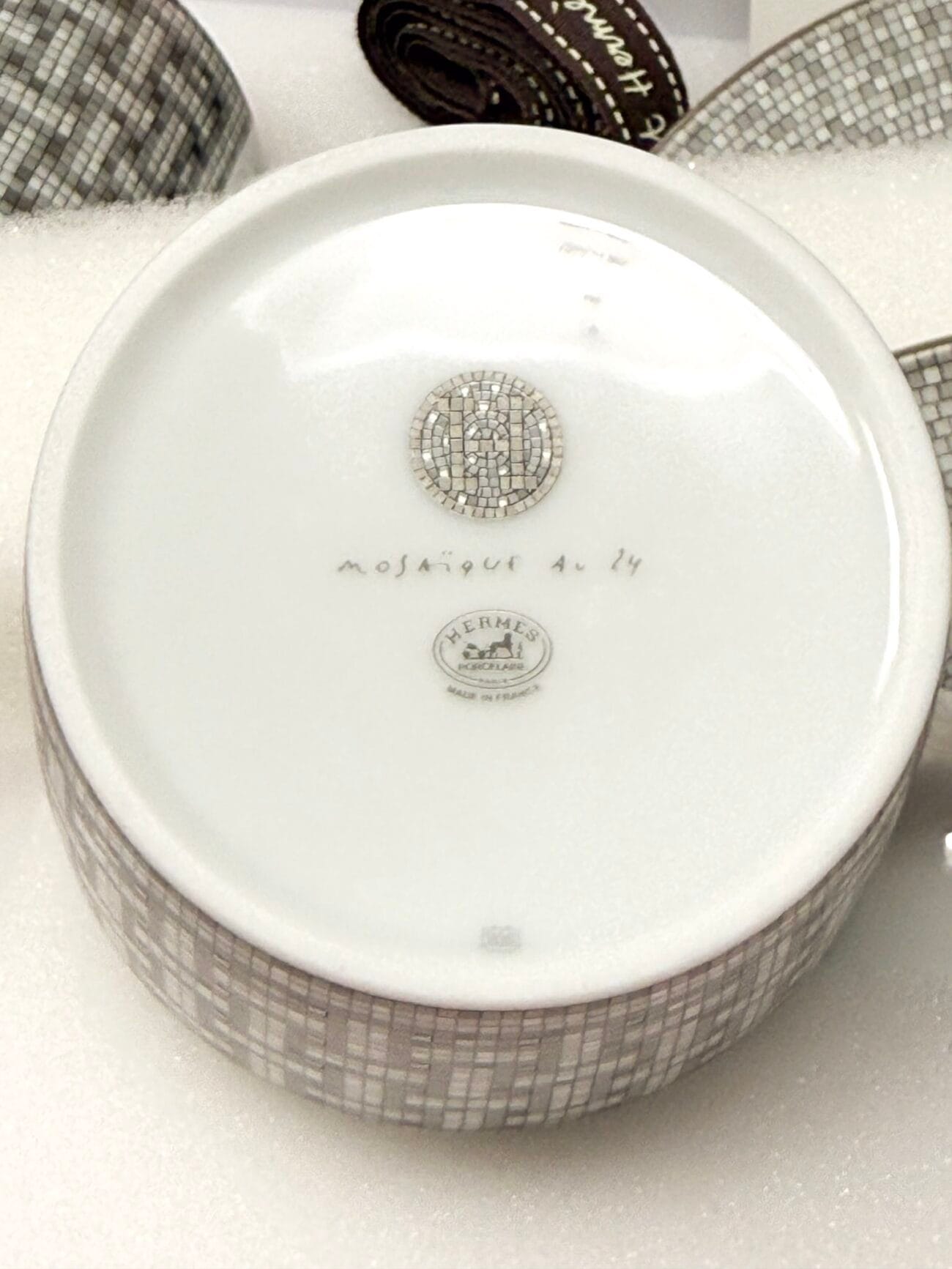 Hermès Mosaïque au 24 Platinum tea cup base marking