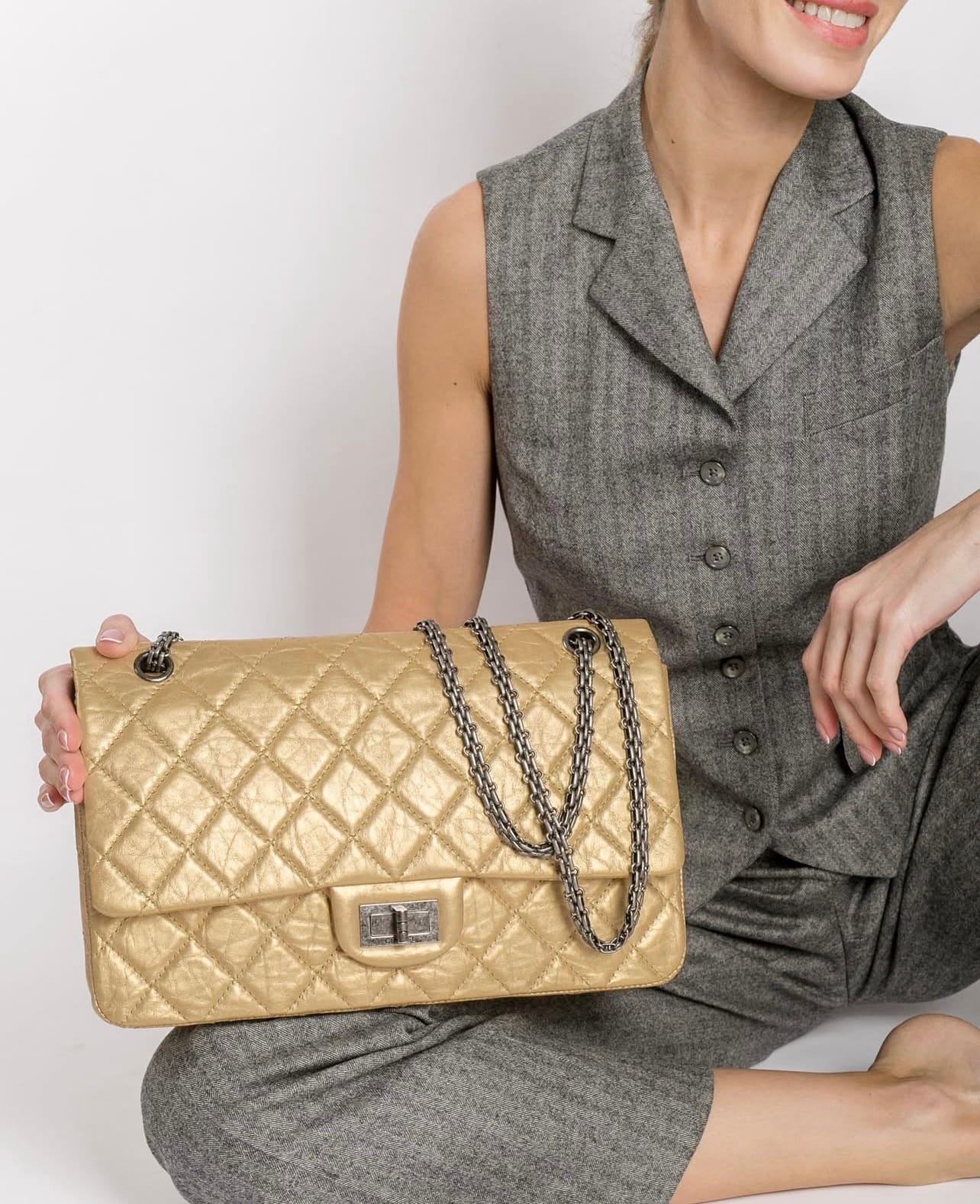 Chanel Reissue 2.55 bag with Mademoiselle lock and metal chain