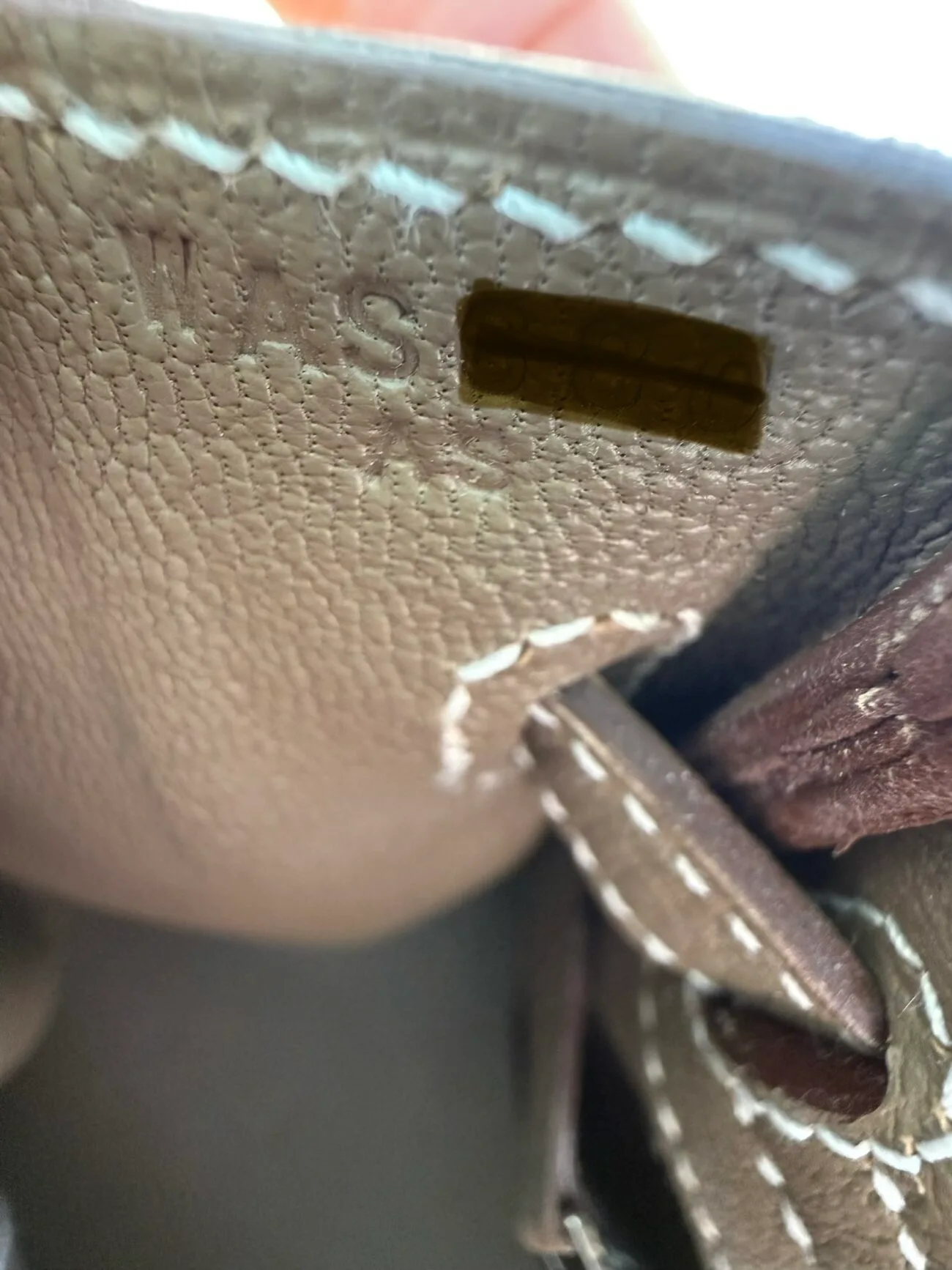 Hermès Birkin 25 Etoupe Togo date stamp detail