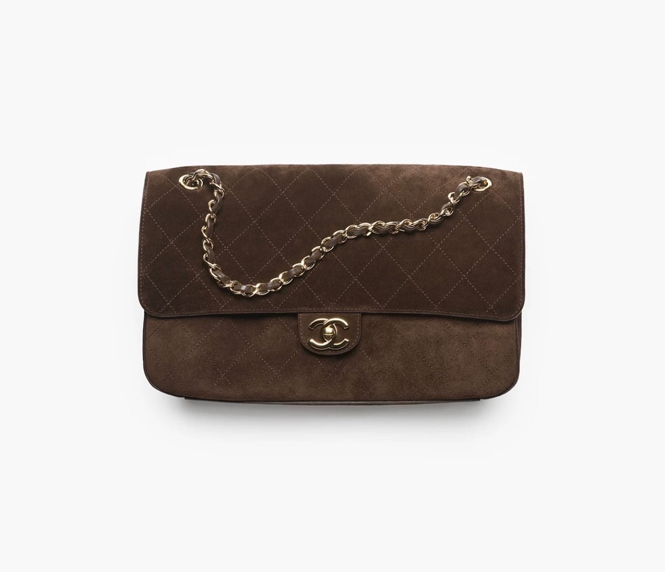 Chanel Maxi Flap 32 cm in suede marrone
