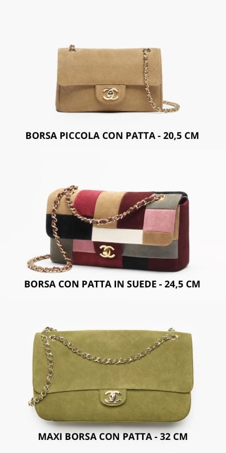Borse Chanel Flap in suede a confronto – 20,5, 24,5 e 32 cm
