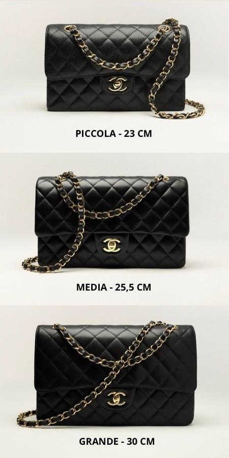 Chanel Classic Flap Small, Medium e Jumbo a confronto – 23, 25,5 e 30 cm