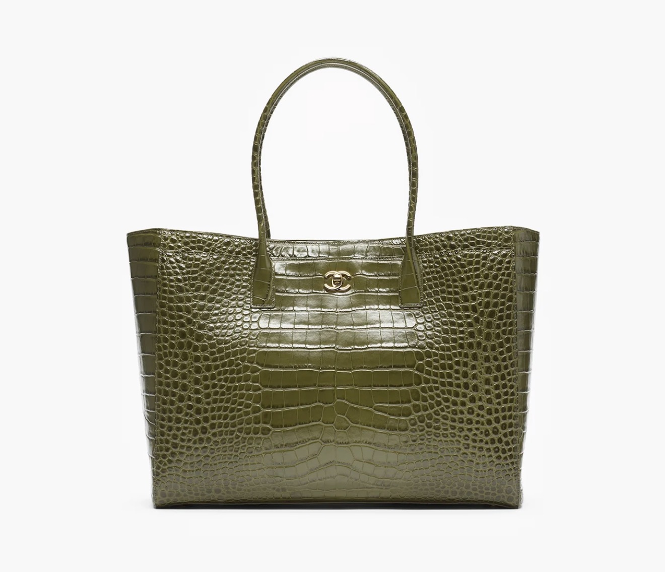 Grand cabas CHANEL – cuir embossé crocodile kaki – photo du modèle CHANEL